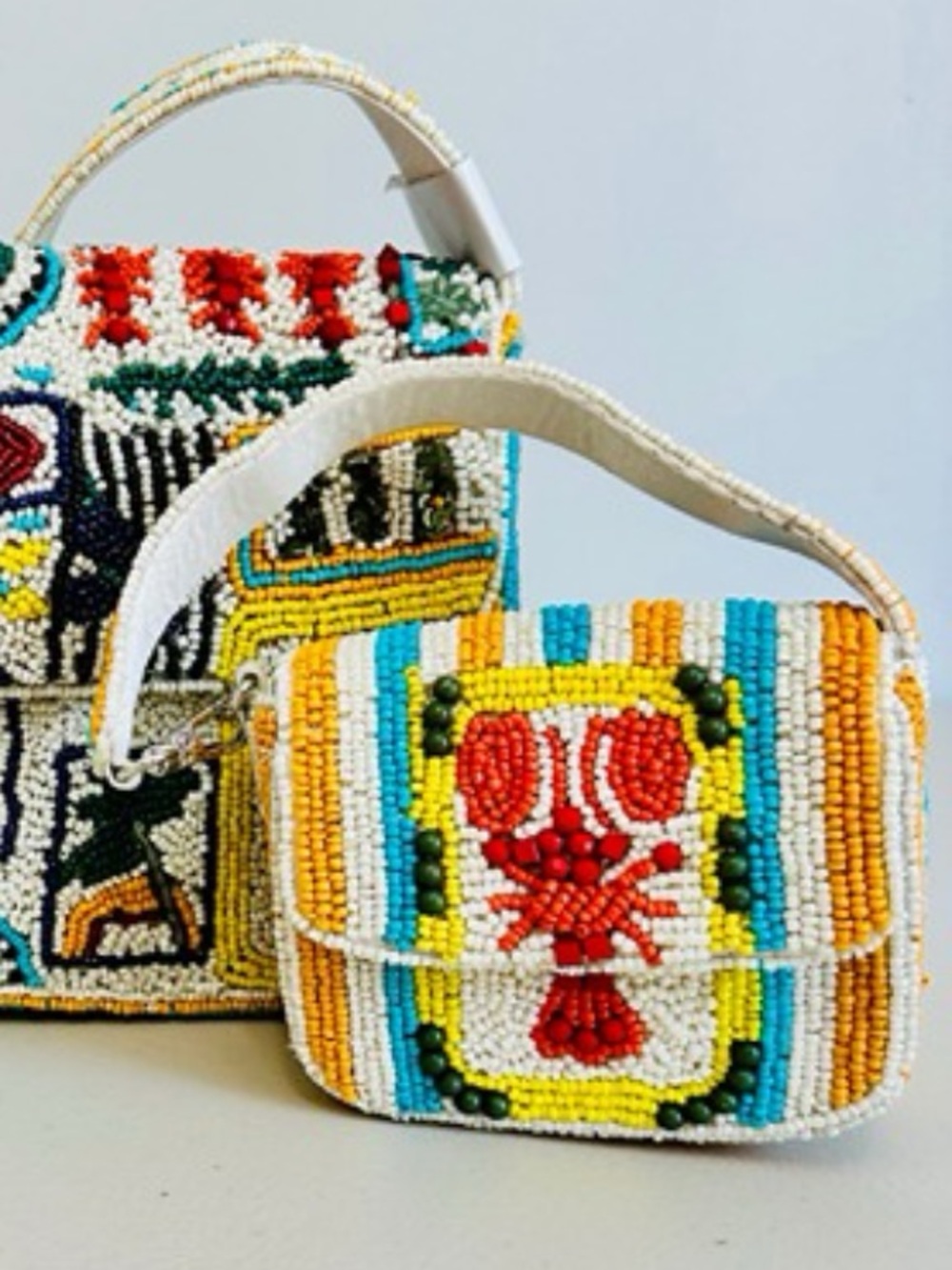 Beaded Mini Clip Bag 🦞 MADE IN INDIA beaded LOBSTER HEARTS FISH - Purse Charm!